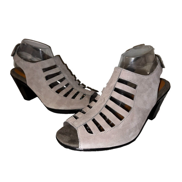 EURO Soft by SOFFT Size 10M Lgt Gray Suede Comfort Strappy VESTA Heels Sandals - Picture 2 of 9